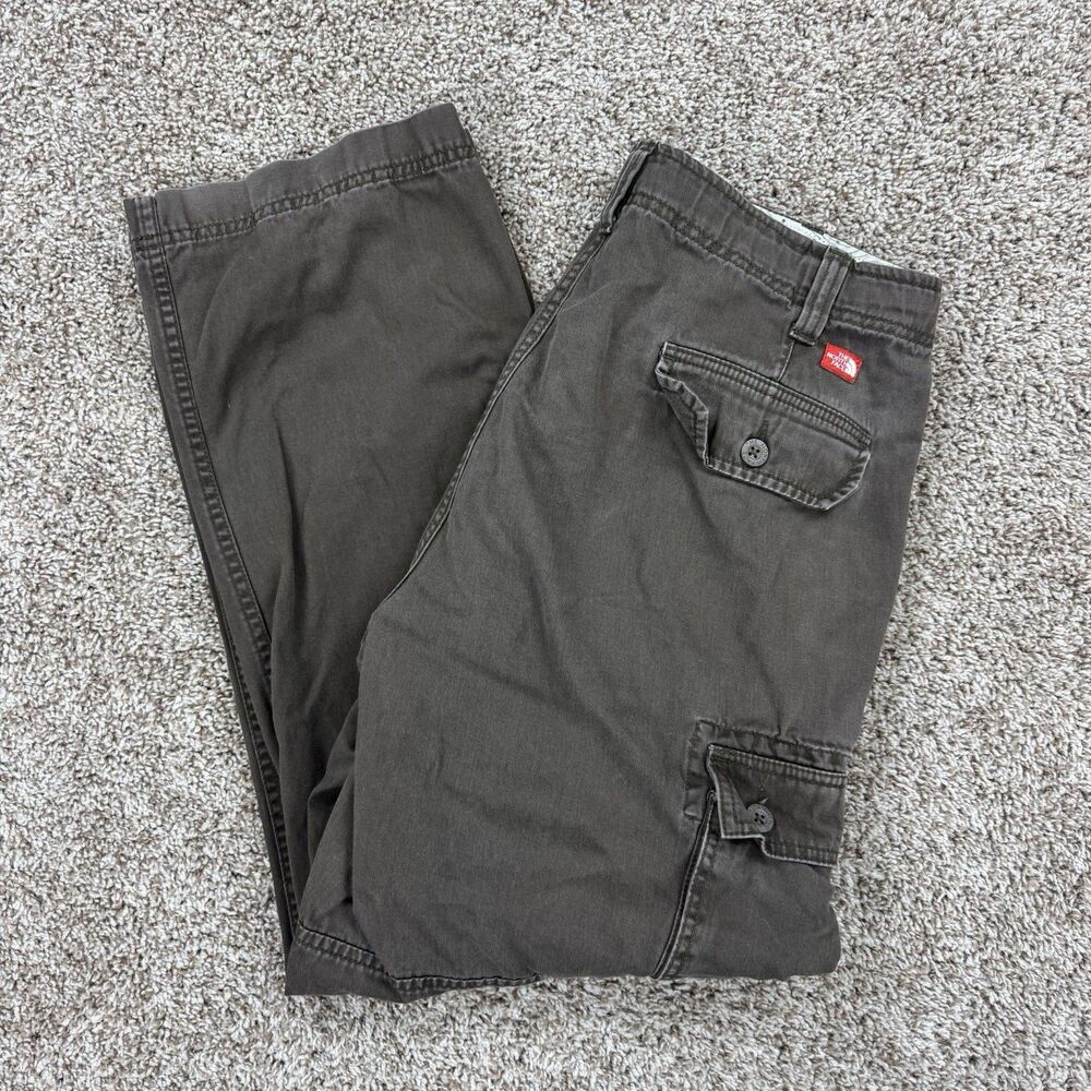 The North Face Cargo Pants Mens 34 Short Olive Brown Baggy Y2K Hiking Outdoor